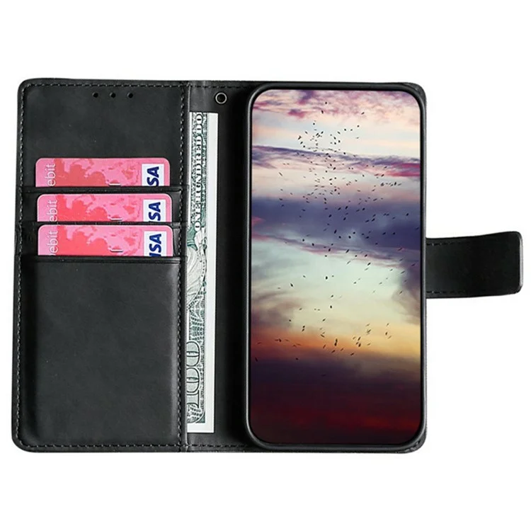 Capa de Celular Para Xiaomi Redmi 14C 4G / 14R 5G / A4 5G / Poco C75 4G Textura de Crocodilo em Couro PU - Preto