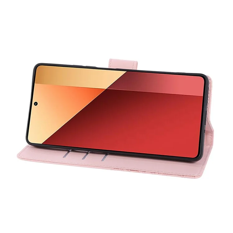 Für Xiaomi Redmi Note 13R Pro 5G Hülle Rosenblume PU-Leder Brieftasche Handyhülle mit 3 Kartenfächern - Roségold