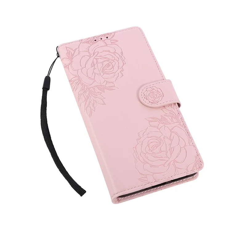 Für Xiaomi Redmi Note 13R Pro 5G Hülle Rosenblume PU-Leder Brieftasche Handyhülle mit 3 Kartenfächern - Roségold