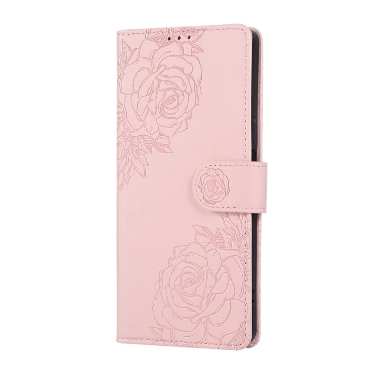 Für Xiaomi Redmi Note 13R Pro 5G Hülle Rosenblume PU-Leder Brieftasche Handyhülle mit 3 Kartenfächern - Roségold