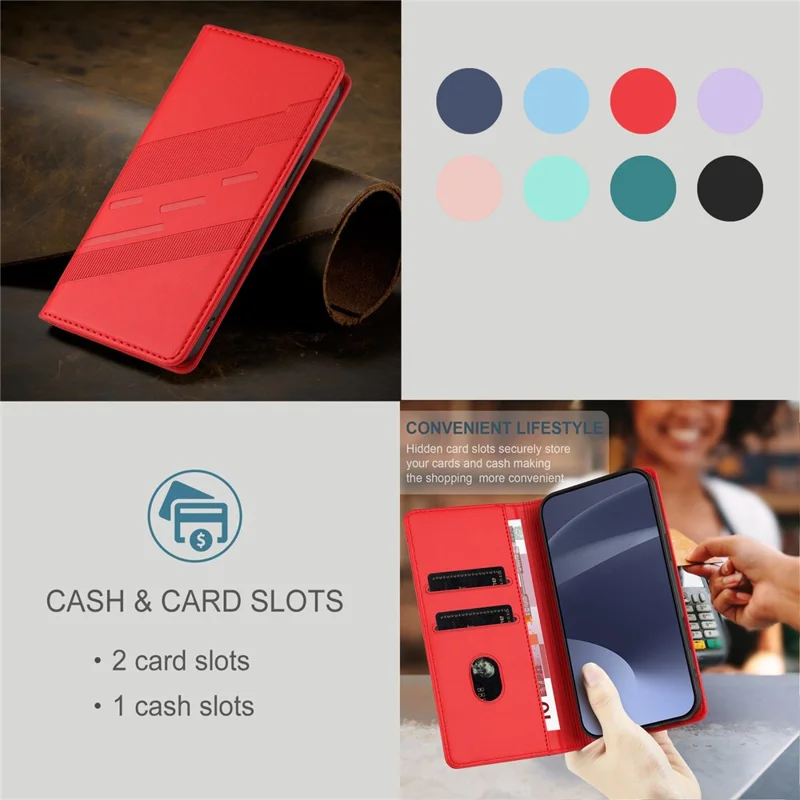 For iPhone 17e / 16e Case Punk Style  Imprinted Wallet Stand Folio Flip Leather Cover - Red