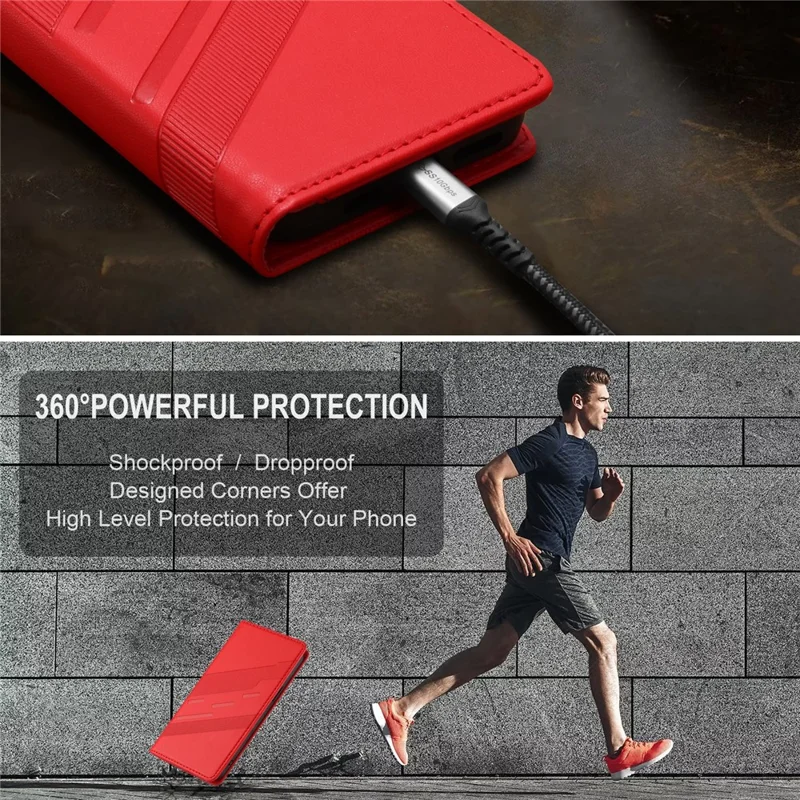 For iPhone 17e / 16e Case Punk Style  Imprinted Wallet Stand Folio Flip Leather Cover - Red