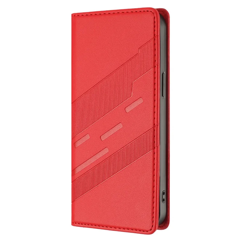 For iPhone 17e / 16e Case Punk Style  Imprinted Wallet Stand Folio Flip Leather Cover - Red