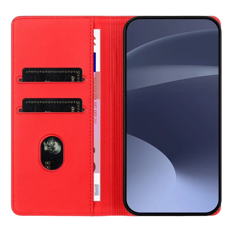 For iPhone 17e / 16e Case Punk Style  Imprinted Wallet Stand Folio Flip Leather Cover - Red