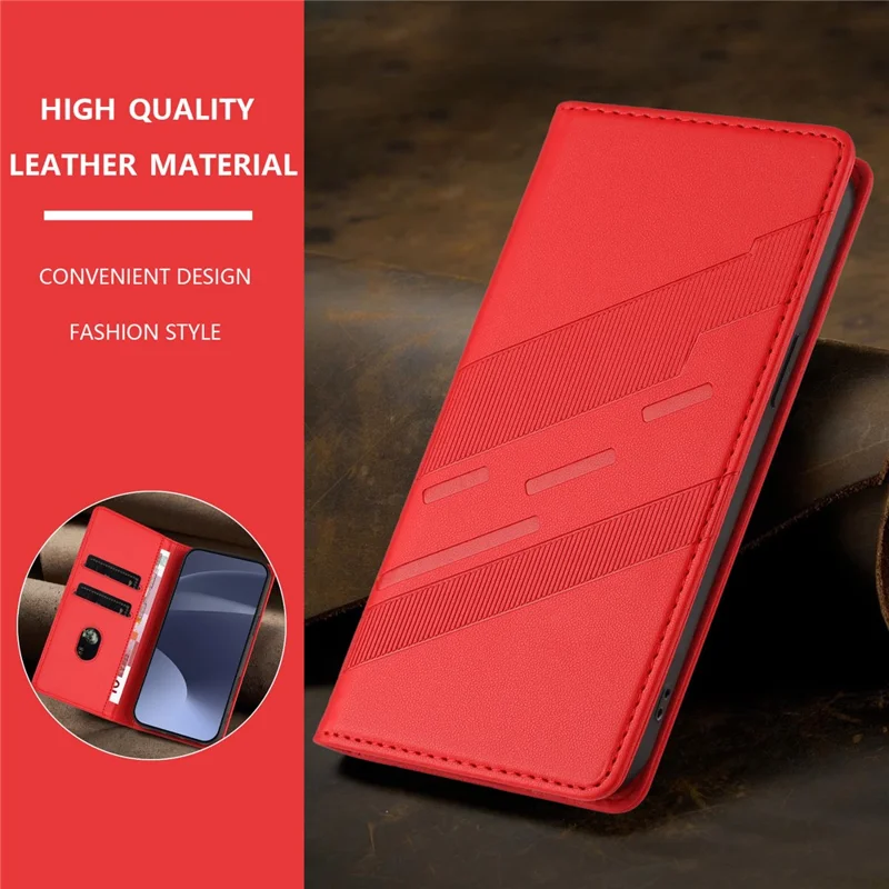 For iPhone 17e / 16e Case Punk Style  Imprinted Wallet Stand Folio Flip Leather Cover - Red