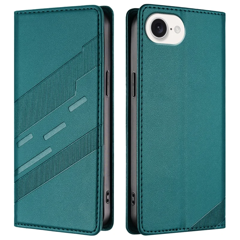 Fodral för iPhone 16e Punkstil Intryckt Väska Ställbar Folio Vipptäckning i Läder - Mörkgrön