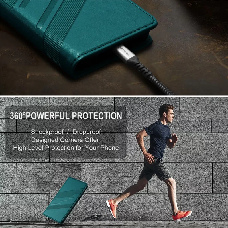 Fodral för iPhone 16e Punkstil Intryckt Väska Ställbar Folio Vipptäckning i Läder - Mörkgrön