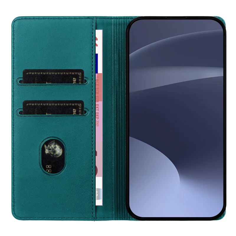 Fodral för iPhone 16e Punkstil Intryckt Väska Ställbar Folio Vipptäckning i Läder - Mörkgrön