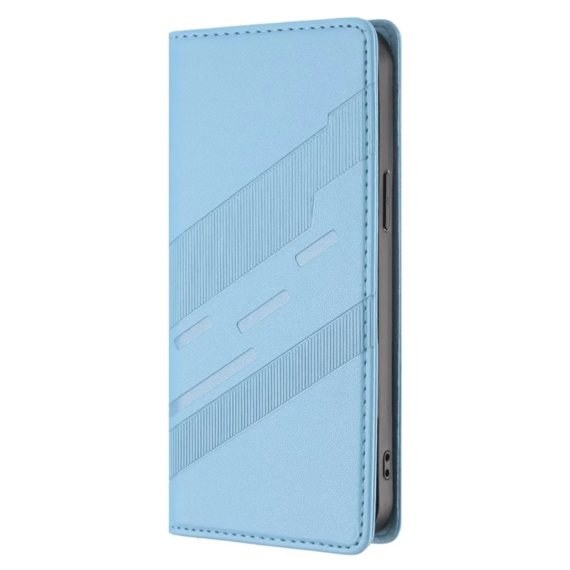 Voor iPhone 16e Hoes Punk Style  Gedrukt Portemonnee Stand Folio Flip Leren Cover - Babyblauw
