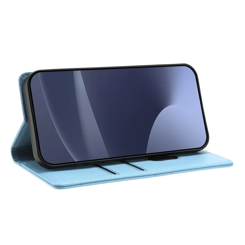 Voor iPhone 16e Hoes Punk Style  Gedrukt Portemonnee Stand Folio Flip Leren Cover - Babyblauw