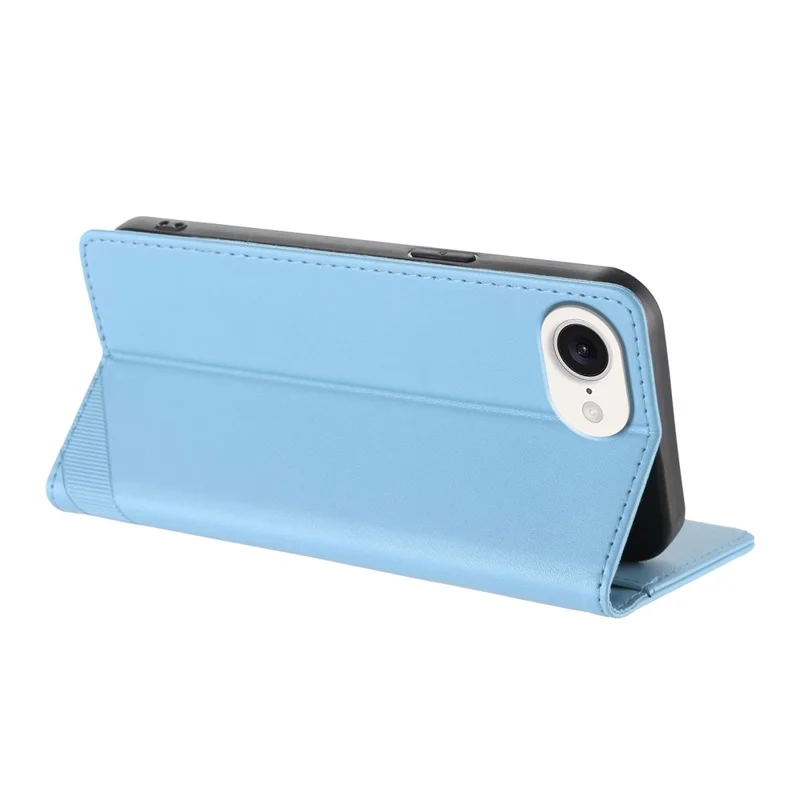 Voor iPhone 16e Hoes Punk Style  Gedrukt Portemonnee Stand Folio Flip Leren Cover - Babyblauw