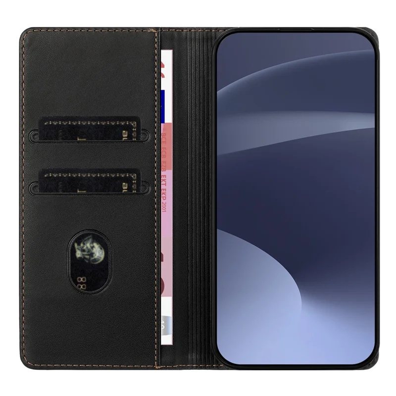 Чехол для iPhone 16e 009 в стиле Панк с рисунком, кошелек-подставка, складной кожаный чехол-книжка - Черный