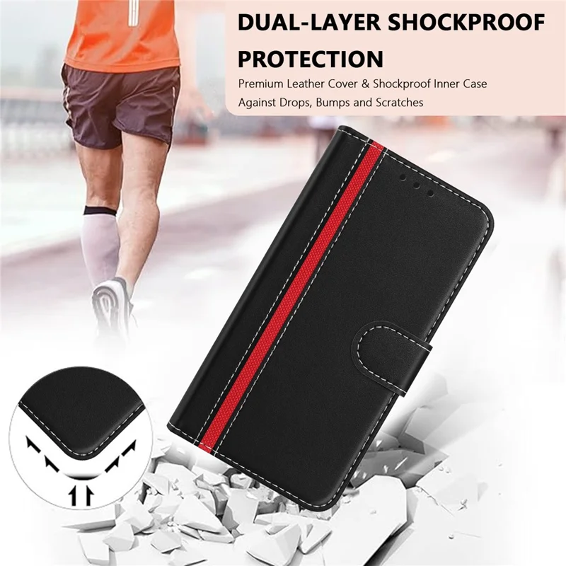 Funda para iPhone 16e 008 con Cierre Magnético, Soporte de Cartera y Diseño Bicolor - Negra
