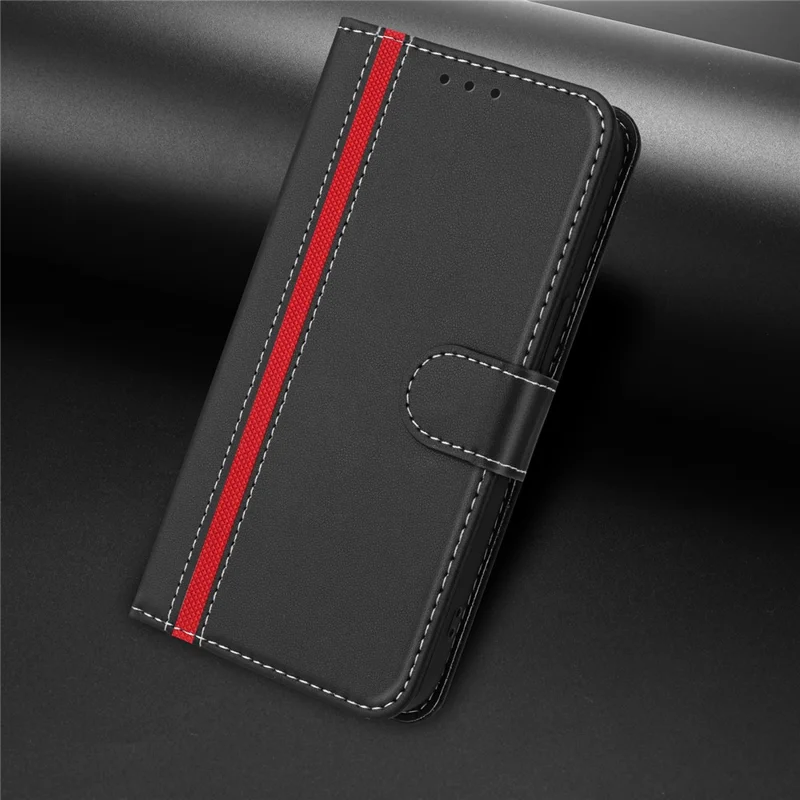 Funda para iPhone 16e 008 con Cierre Magnético, Soporte de Cartera y Diseño Bicolor - Negra