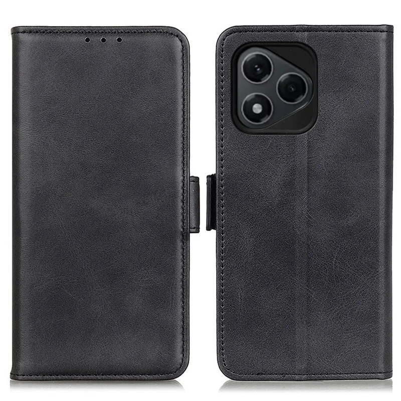 For Honor 400 Lite 5G Case Stand Cowhide Texture PU Leather Phone Cover - Black