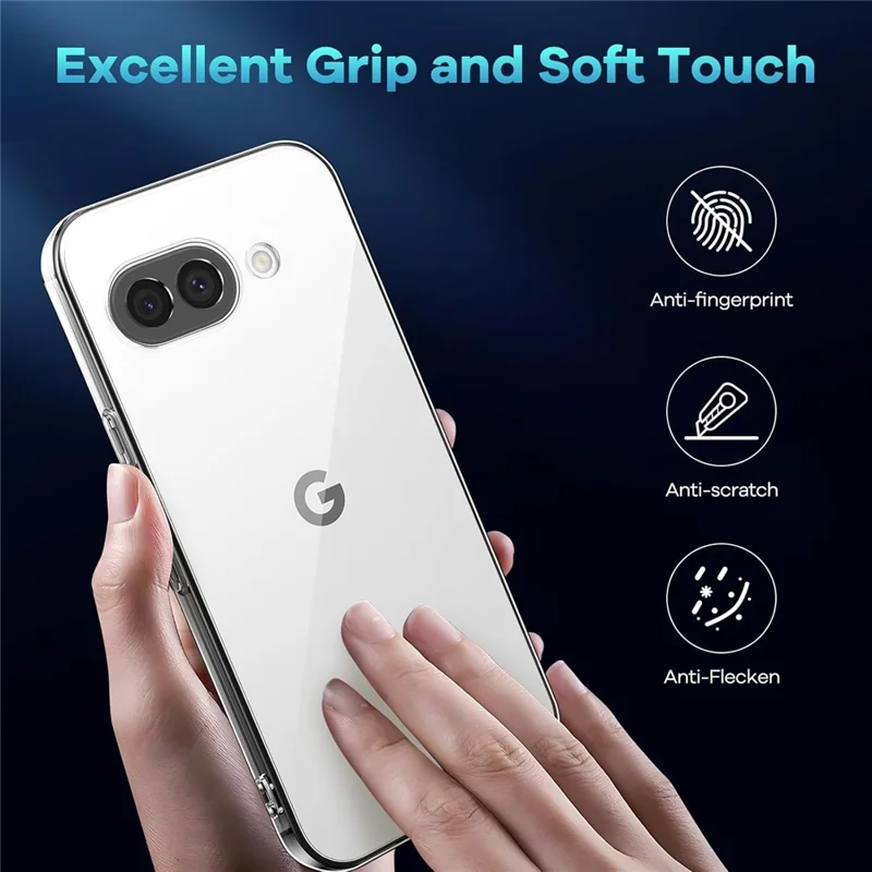 For Google Pixel 9a Case TPU Clear Phone Cover + 2PCS Tempered Glass Screen Film 2.5D Arc Edge