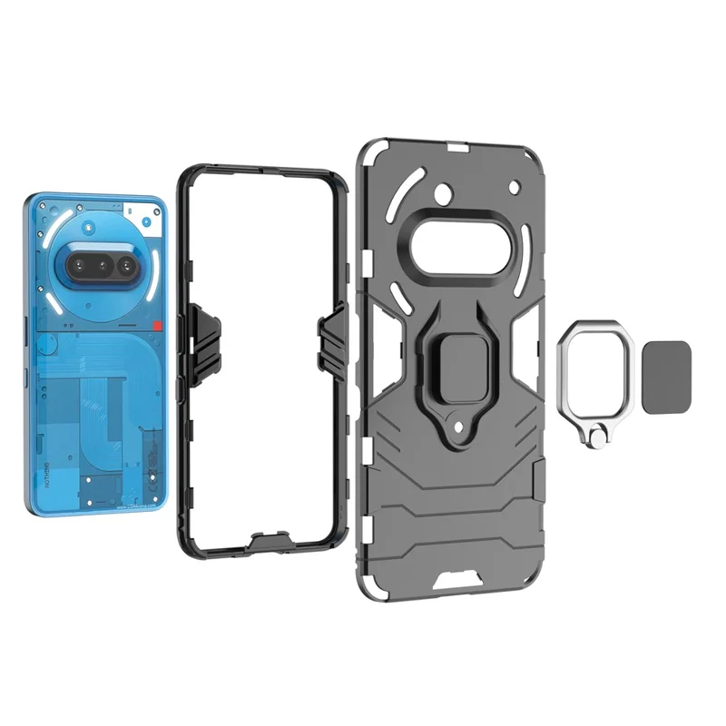 For Nothing Phone (3a) Case PC + TPU Protective Phone Cover with Ring Kickstand - Blue