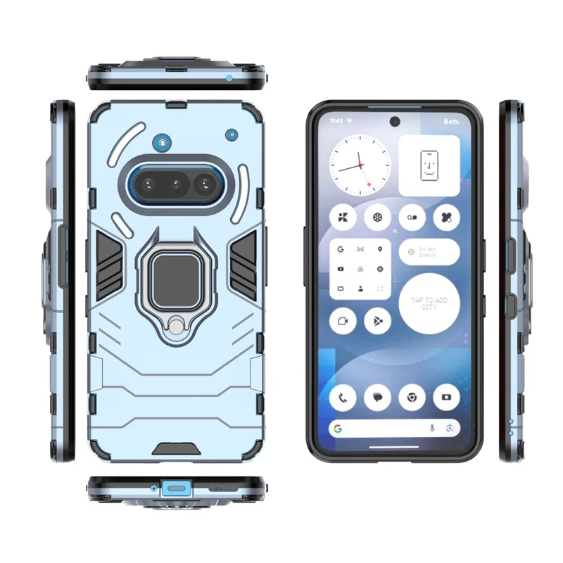 For Nothing Phone (3a) Case PC + TPU Protective Phone Cover with Ring Kickstand - Blue