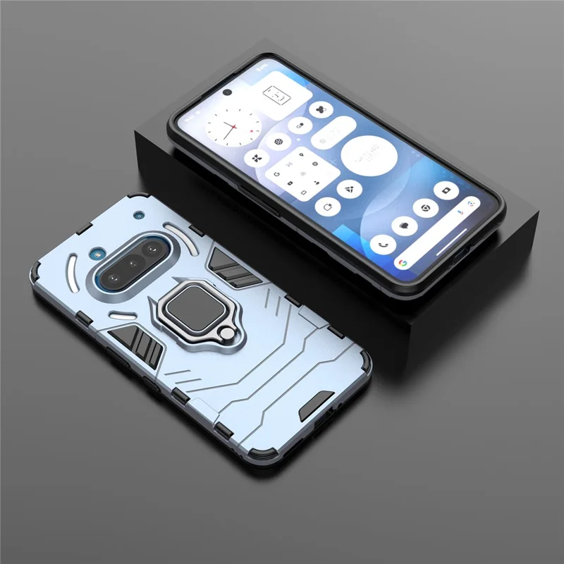 For Nothing Phone (3a) Case PC + TPU Protective Phone Cover with Ring Kickstand - Blue