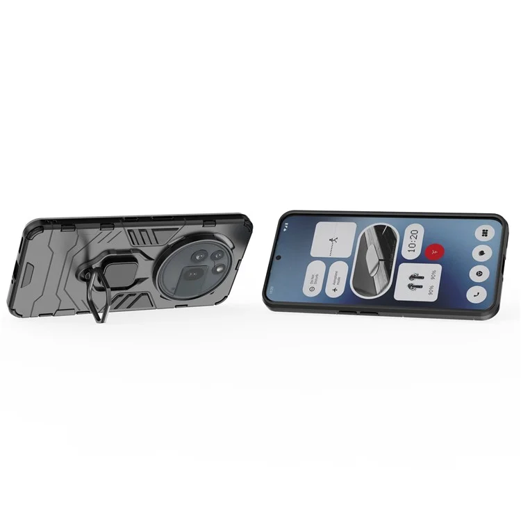 For Nothing Phone (3a) Pro Case PC + TPU Protective Phone Cover with Ring Kickstand - Black