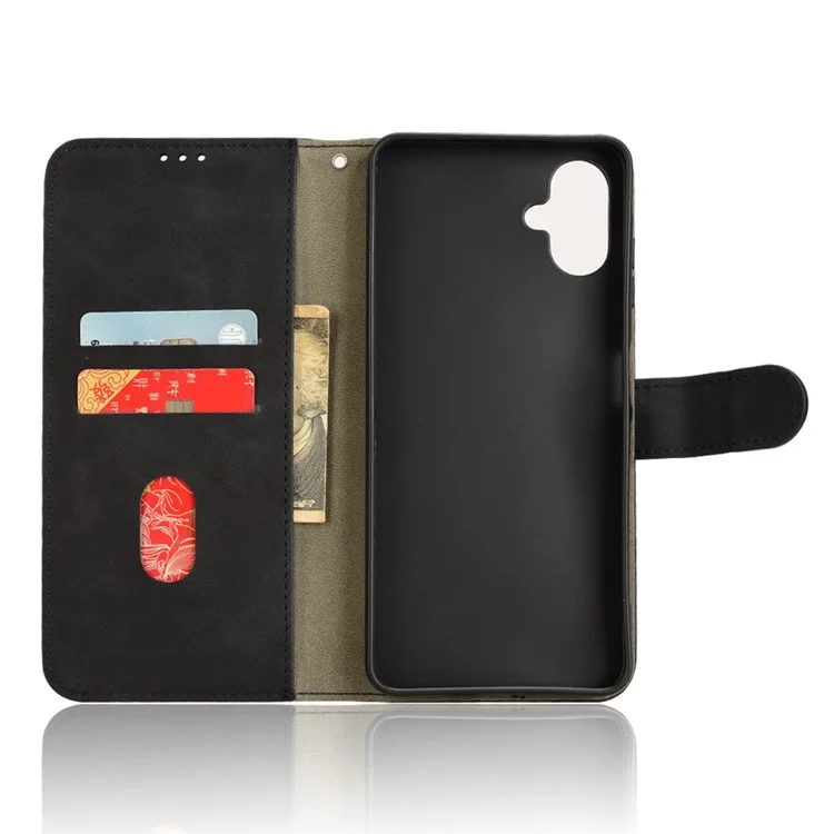 Für Samsung Galaxy A06 5G Lederhülle mit Lederimitat-Gefühl, Fallschutz, Wallet-Klappetui - Schwarz