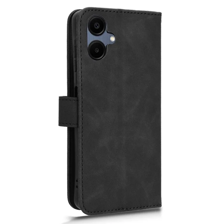 Für Samsung Galaxy A06 5G Lederhülle mit Lederimitat-Gefühl, Fallschutz, Wallet-Klappetui - Schwarz