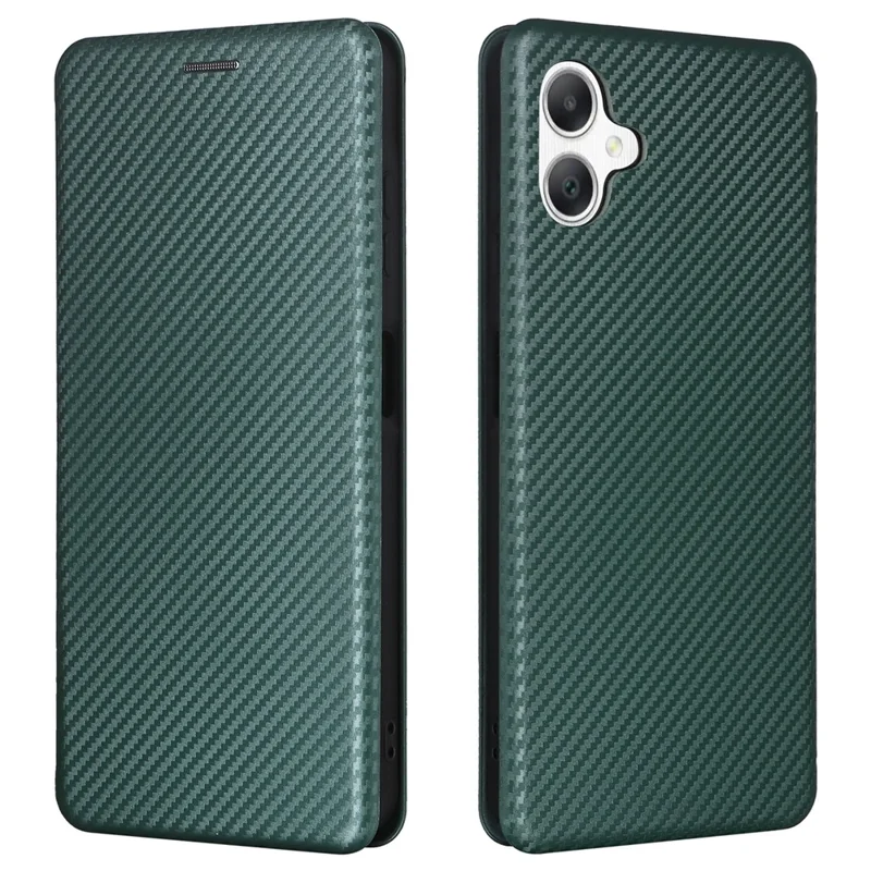 For Samsung Galaxy A06 5G Case Carbon Fiber Texture Drop-Proof PU Leather Phone Cover - Green