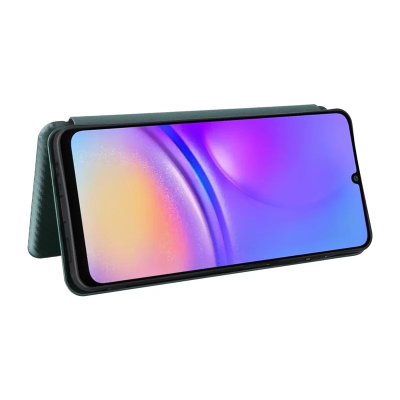 For Samsung Galaxy A06 5G Case Carbon Fiber Texture Drop-Proof PU Leather Phone Cover - Green