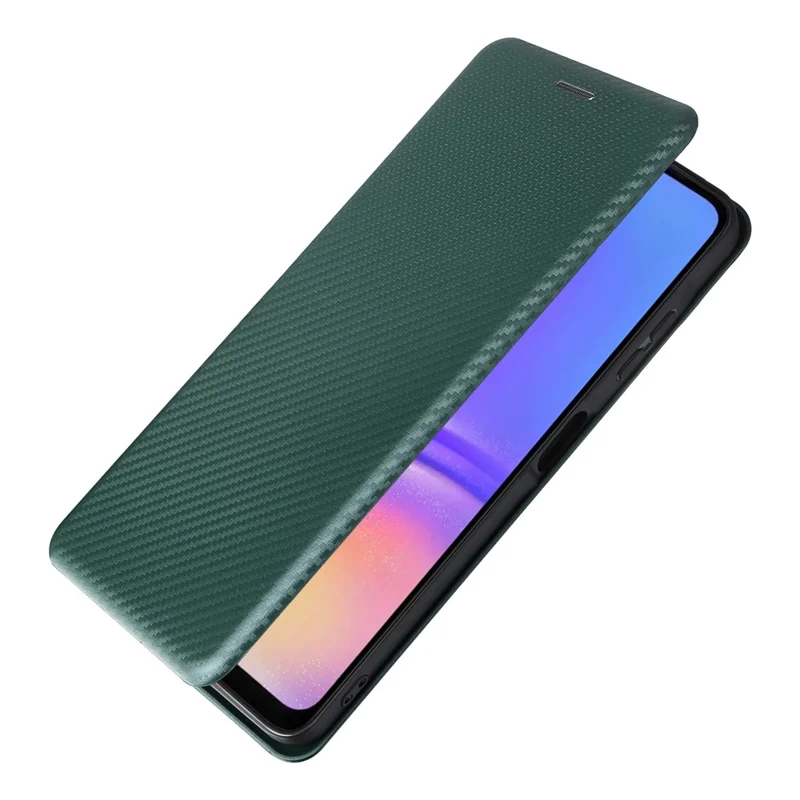 For Samsung Galaxy A06 5G Case Carbon Fiber Texture Drop-Proof PU Leather Phone Cover - Green