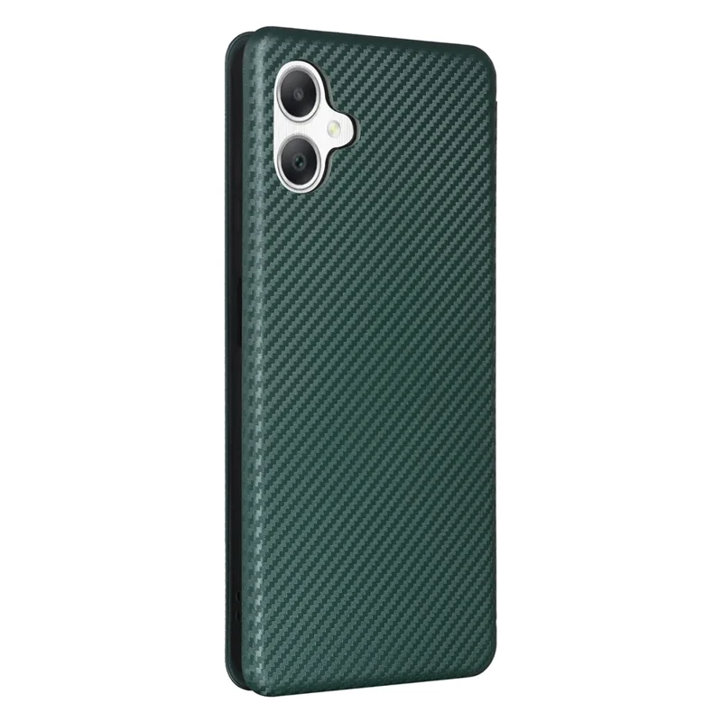 For Samsung Galaxy A06 5G Case Carbon Fiber Texture Drop-Proof PU Leather Phone Cover - Green