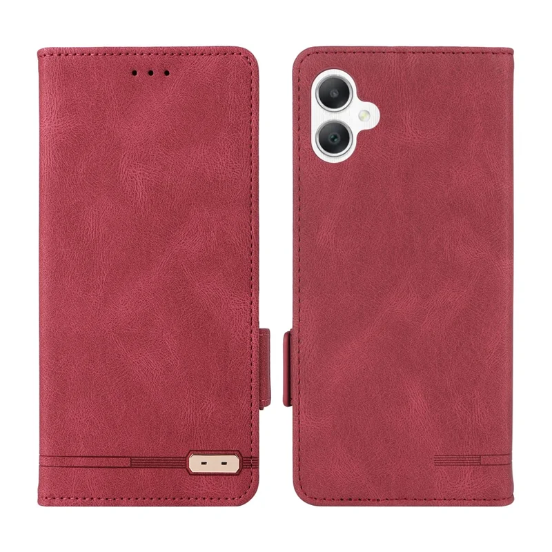 For Samsung Galaxy A06 5G Case Leather Wallet Flip Phone Cover with Hardware Decor - Rose