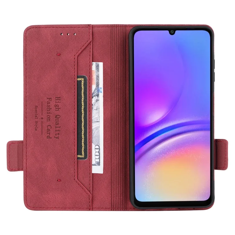 For Samsung Galaxy A06 5G Case Leather Wallet Flip Phone Cover with Hardware Decor - Rose