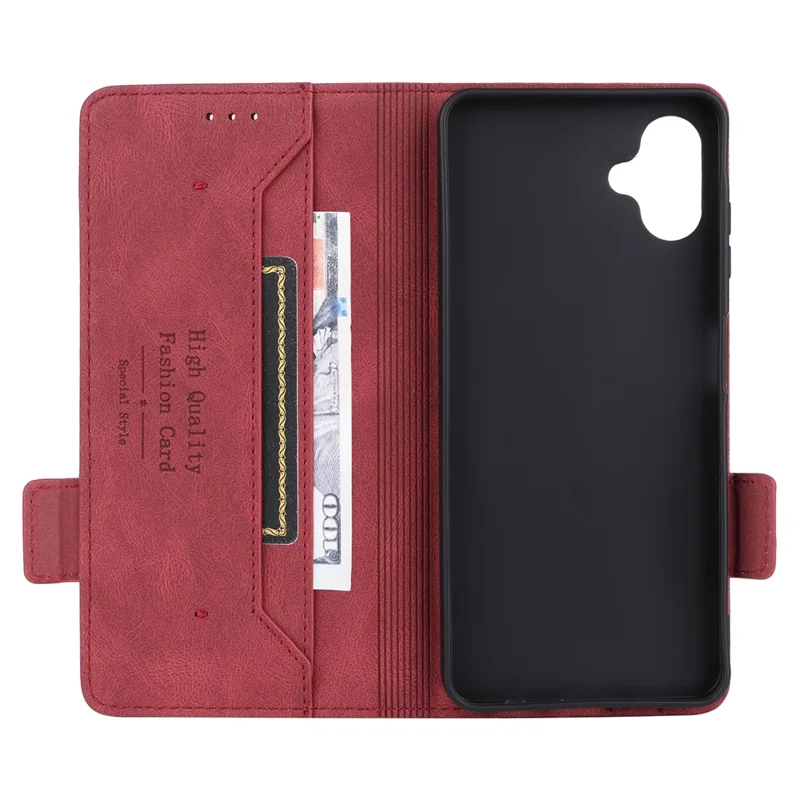 For Samsung Galaxy A06 5G Case Leather Wallet Flip Phone Cover with Hardware Decor - Rose