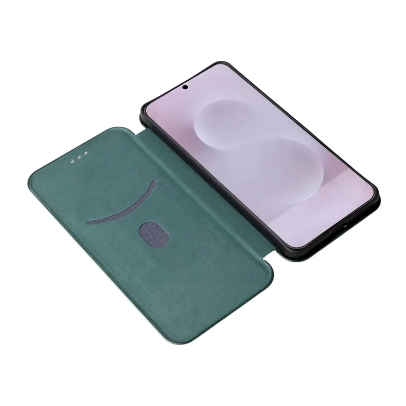 For Samsung Galaxy S25 Edge Case Carbon Fiber Texture Drop-Proof PU Leather Phone Cover - Green