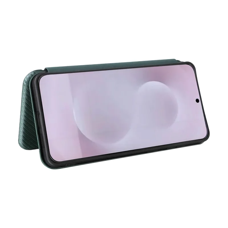 For Samsung Galaxy S25 Edge Case Carbon Fiber Texture Drop-Proof PU Leather Phone Cover - Green