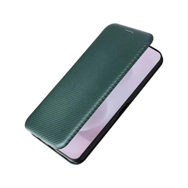 For Samsung Galaxy S25 Edge Case Carbon Fiber Texture Drop-Proof PU Leather Phone Cover - Green