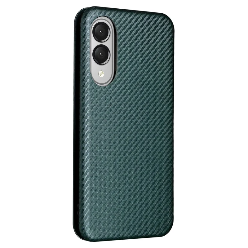 For Samsung Galaxy S25 Edge Case Carbon Fiber Texture Drop-Proof PU Leather Phone Cover - Green