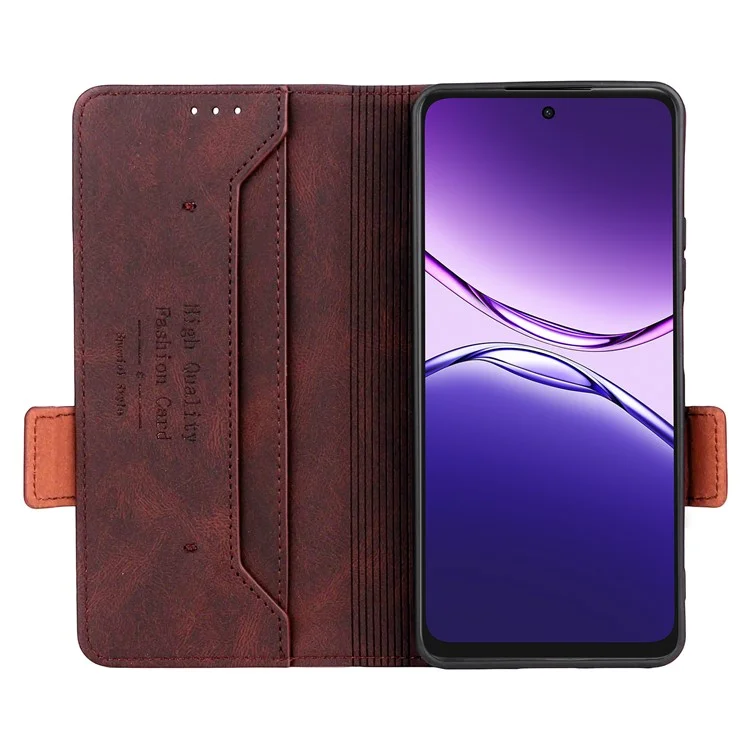Чехол для Oppo A5 Pro 5G / 4G из кожи с отделением для карт и металлической фурнитурой - Кофейный