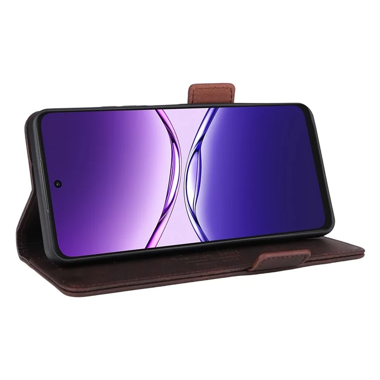 Чехол для Oppo A5 Pro 5G / 4G из кожи с отделением для карт и металлической фурнитурой - Кофейный