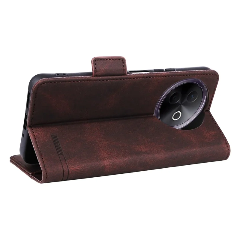 For vivo Y39 5G Case Leather Wallet Flip Phone Cover with Hardware Decor - Coffee