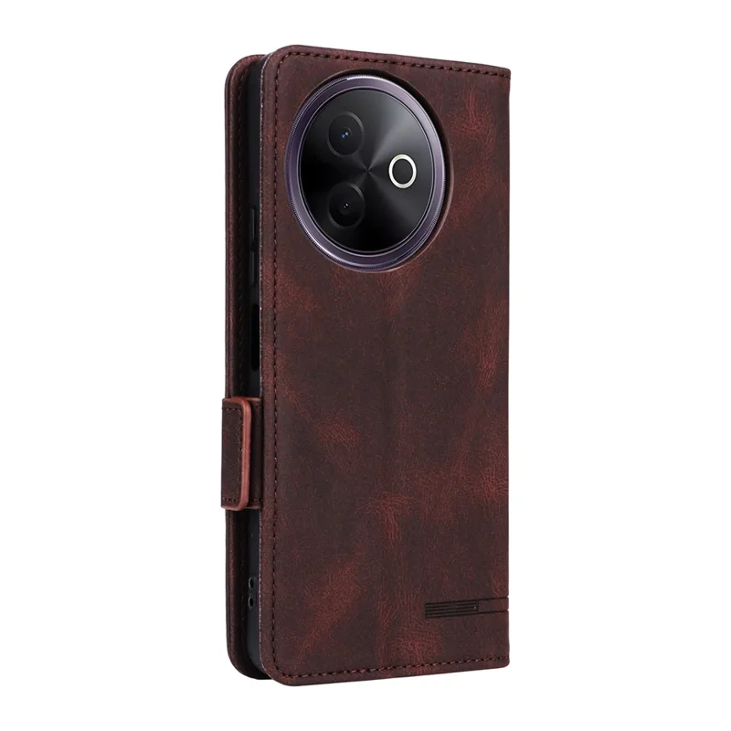 For vivo Y39 5G Case Leather Wallet Flip Phone Cover with Hardware Decor - Coffee