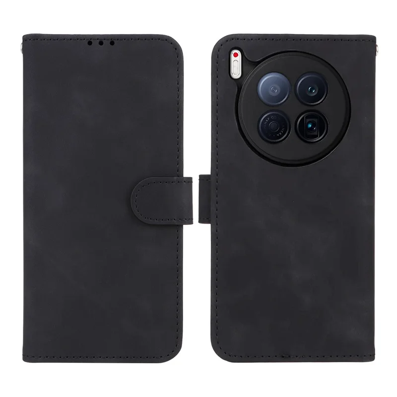 For TECNO Camon 40 Premier 5G Leather Case Skin Feel Anti Drop Wallet Flip Phone Cover - Black