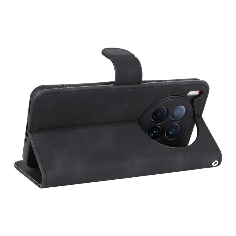 For TECNO Camon 40 Premier 5G Leather Case Skin Feel Anti Drop Wallet Flip Phone Cover - Black