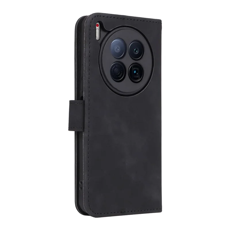For TECNO Camon 40 Premier 5G Leather Case Skin Feel Anti Drop Wallet Flip Phone Cover - Black
