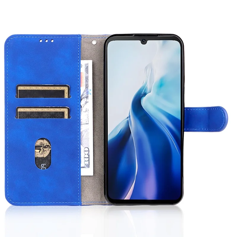 For Cubot A30 Leather Case Skin Feel Anti Drop Wallet Flip Phone Cover - Blue