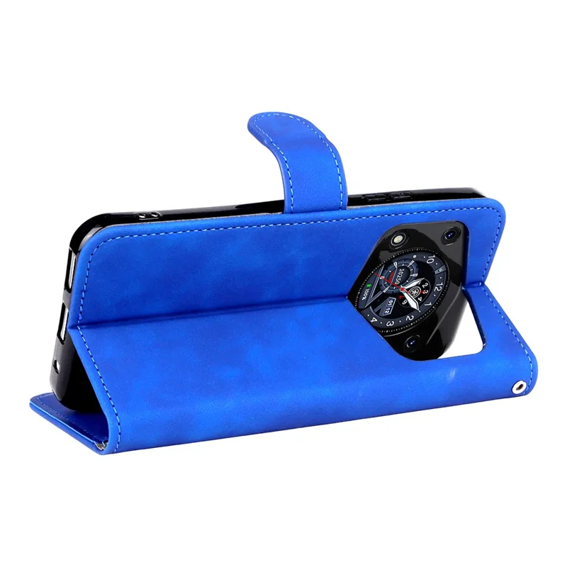 For Cubot A30 Leather Case Skin Feel Anti Drop Wallet Flip Phone Cover - Blue