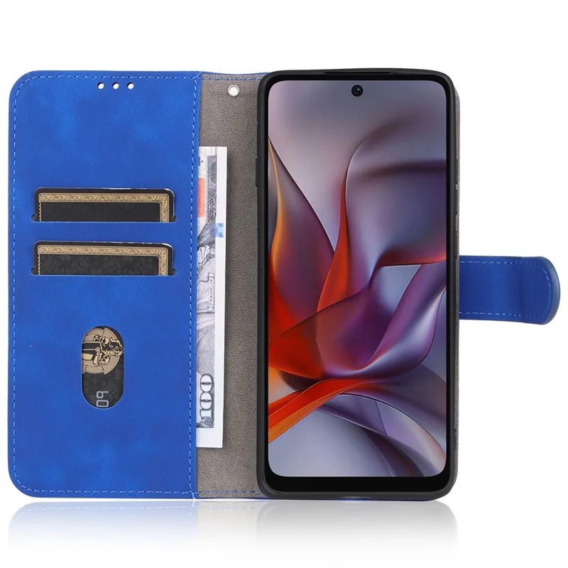 For Motorola Edge (2025) 5G Leather Case Skin Feel Anti Drop Wallet Flip Phone Cover - Blue