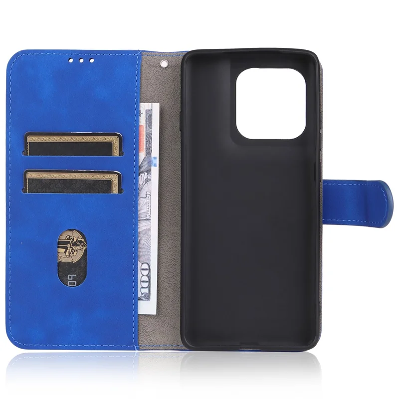 For Motorola Edge (2025) 5G Leather Case Skin Feel Anti Drop Wallet Flip Phone Cover - Blue