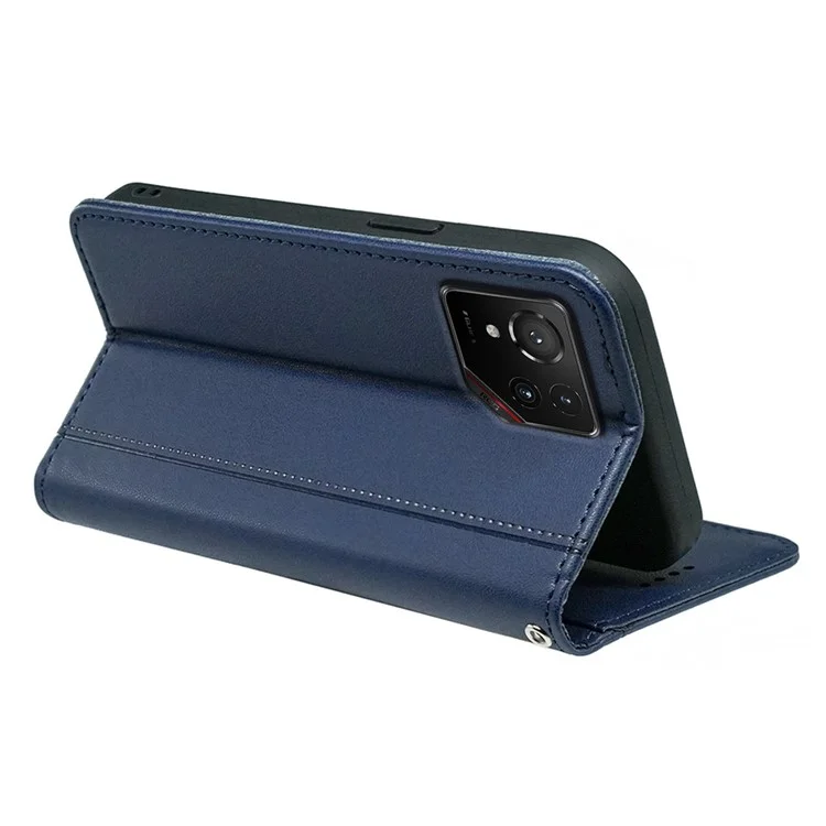 HX01 For Asus ROG Phone 9 5G Wallet Case Magnetic Closing PU Leather Phone Cover - Blue