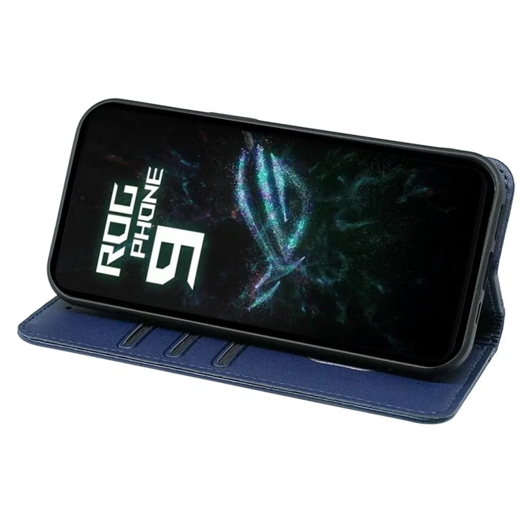 HX01 For Asus ROG Phone 9 5G Wallet Case Magnetic Closing PU Leather Phone Cover - Blue
